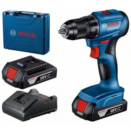BOSCH GSR 185-LI PROFESSIONAL Perceuse-visseuse 2× 2 Ah, GAL 18V-20, coffret 06019K3000